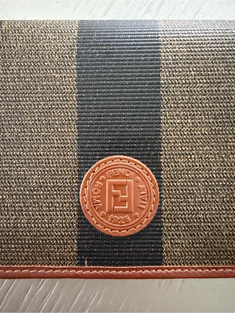 Fendi Pequin Striped Long Wallet Crossbody - Belt - tobacco/tan